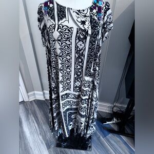 Johnny Was Black and White Midi Dress